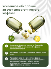 Restartbio, Железо (бисглицинат) + витамин С (аскорбат натрия), капсулы, 120 шт.