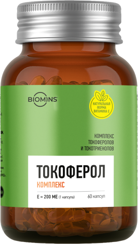 Biomins, Витамин E (комплекс токоферолов и токотриенолов), капсулы, 60 шт.