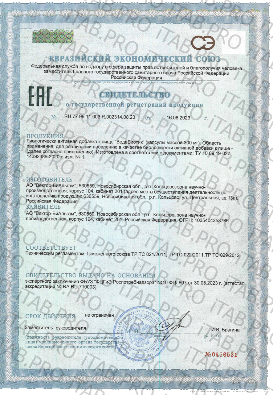 VedaBiotica, ВедаБиотик (пробиотики и пребиотики), капсулы, 30 шт.