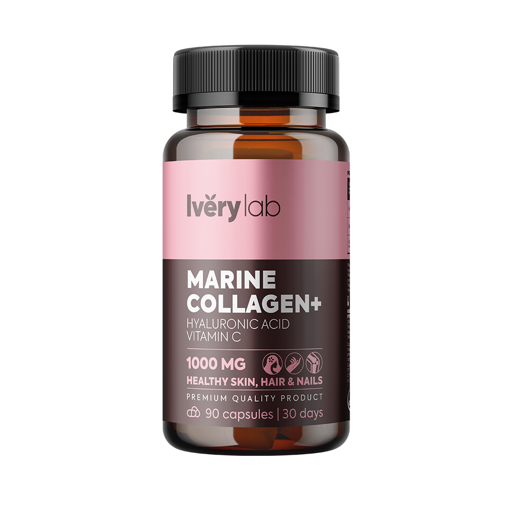 IveryLab, Комплекс «Marine Collagen + Hyaluronic Acid + Vitamin C» (для здоровья организма), капсулы, 60 шт.