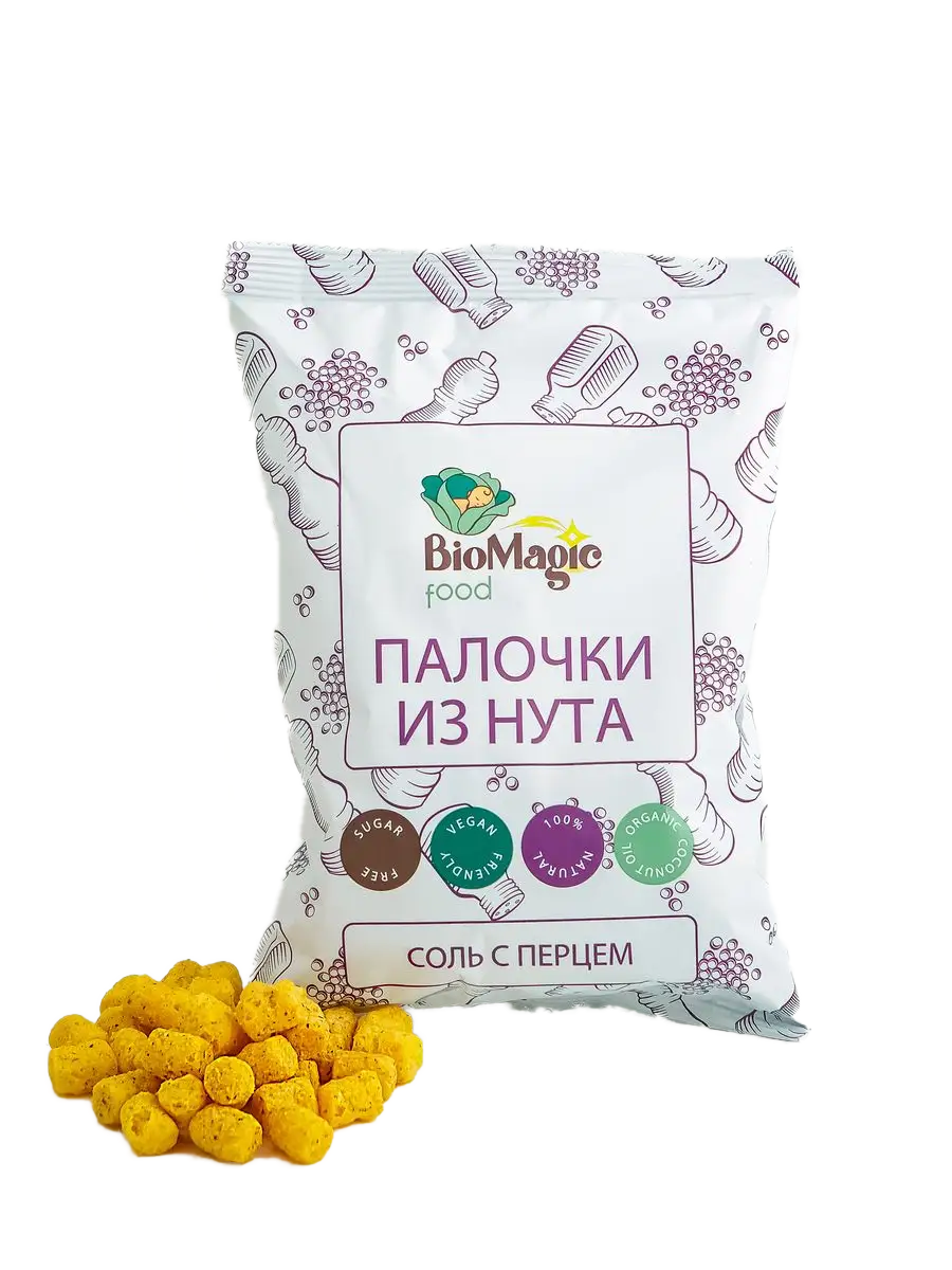 BioMagic food, Нутовые палочки, со вкусом соли и перца, 75 г