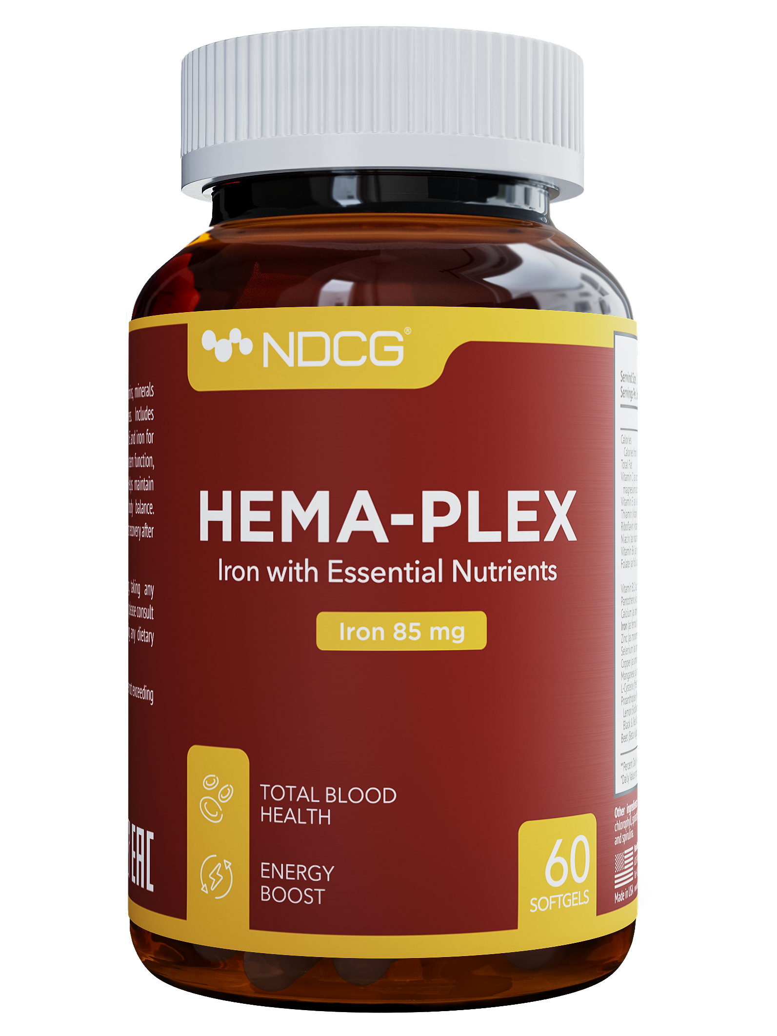 NDCG, Hema-Plex, витаминный комплекс с железом, капсулы, 60 шт.