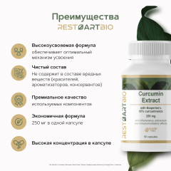 Restartbio, Куркумин Extract c пиперином, капсулы, 90 шт.