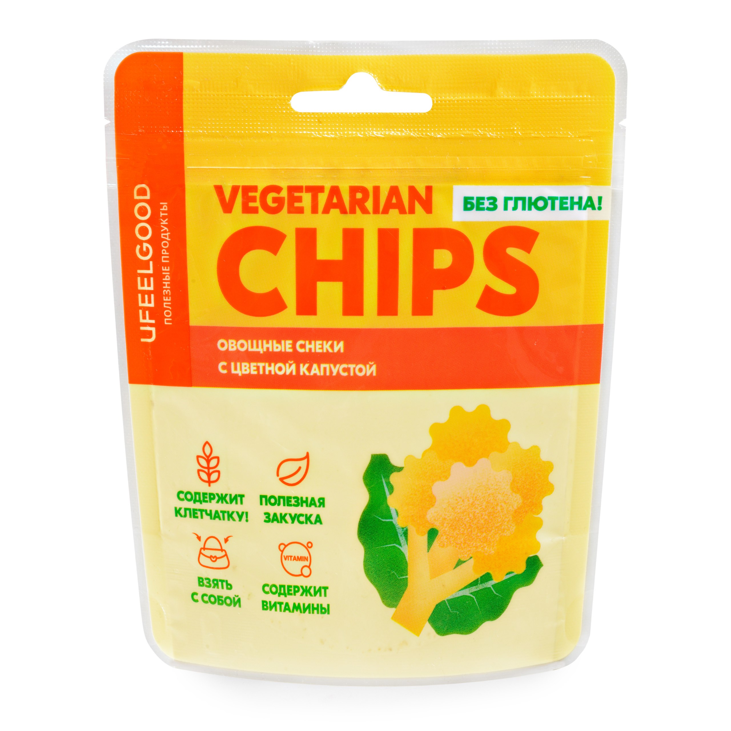 UFEELGOOD, Овощные чипсы с цветной капустой, 50 г