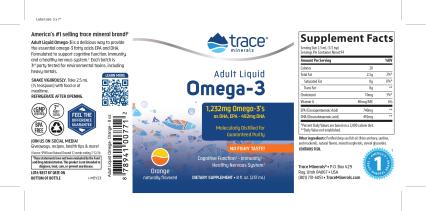 Trace Minerals, Жидкая омега-3 для взрослых, со вкусом апельсина, жидкость, 237 мл