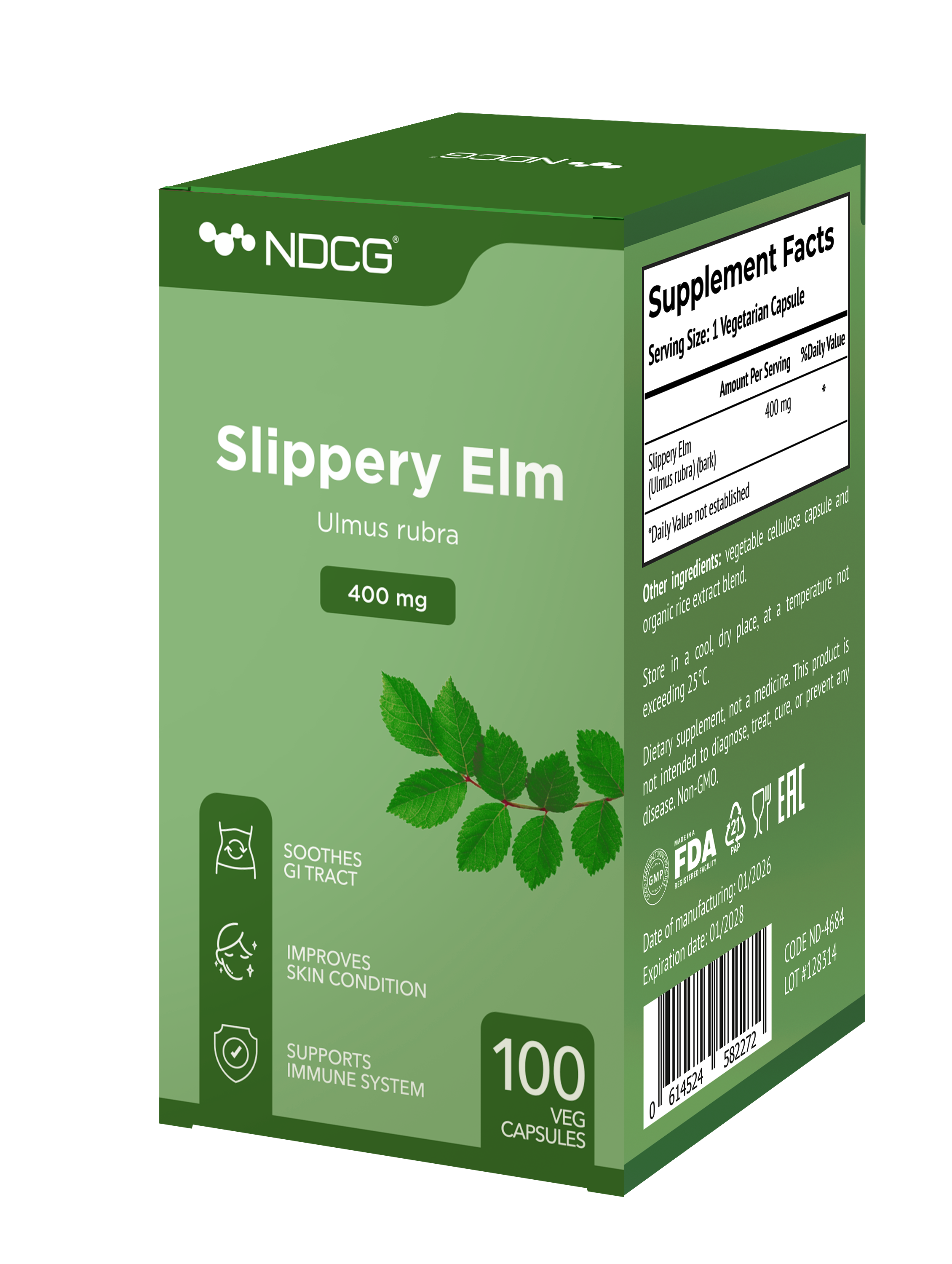 NDCG, Slippery Elm (скользкий вяз), капсулы, 100 шт.