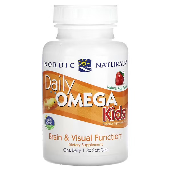 Nordic Naturals, Daily Omega Kids (для здоровья зрения и мозга), со вкусом натуральных фруктов, капсулы, 30 шт.