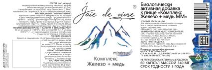 Joie de vivre, Комплекс Железо + медь, капсулы, 60 шт.