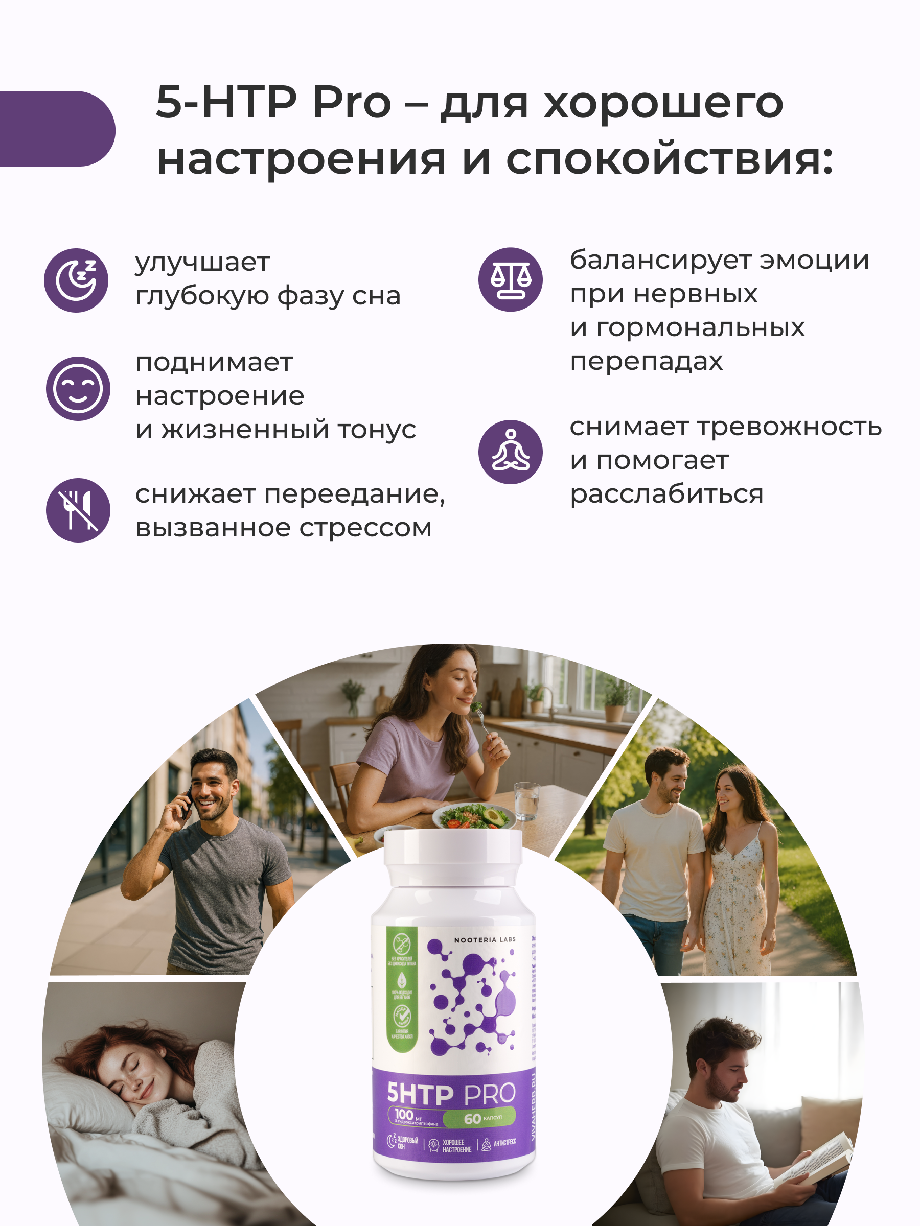 Nooteria Labs, 5-HTP PRO (гидрокситриптофан), капсулы, 60 шт.