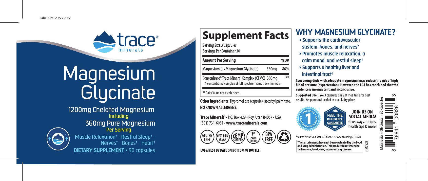 Trace minerals, Магний (глицинат), капсулы, 90 шт.