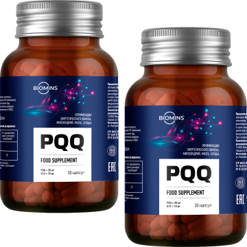 2 × Biomins, PQQ (пирролохинолинхинон) и коэнзим Q10, капсулы, 30 шт.