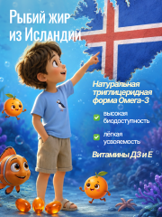 Green Leaf Formula, Детская Омега-3 с витаминами E и D, со вкусом апельсина, капсулы, 60 шт.