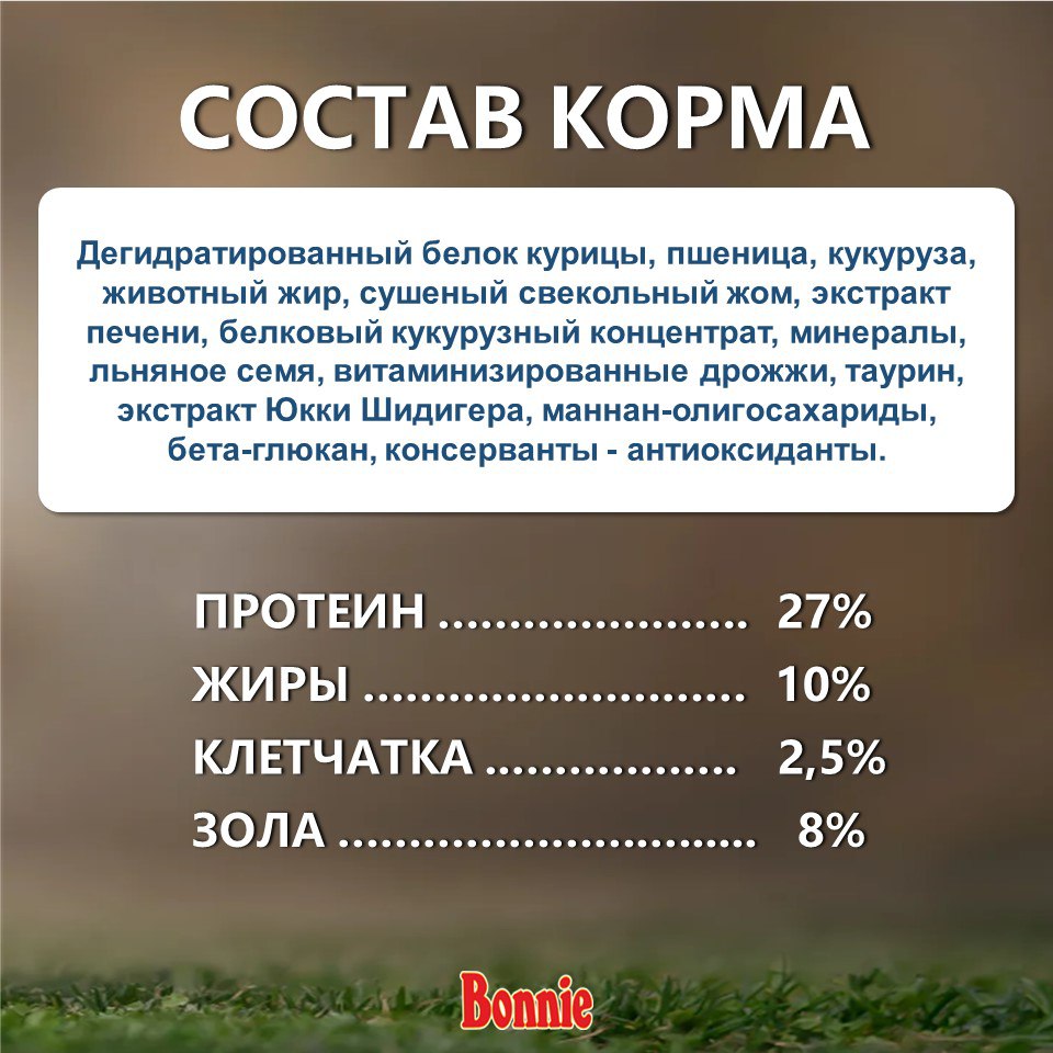 Bonnie, Сухой корм для кошек с курицей, 500 г