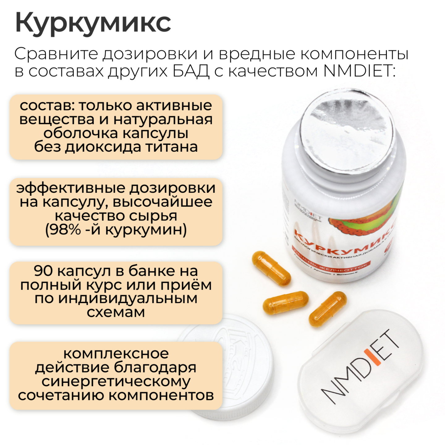 NMDIET, Куркумикс, капсулы, 90 шт.