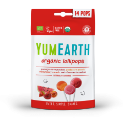 YumEarth, Органическая карамель на палочке со вкусами клубника, арбуз, персик, гранат, 85 г