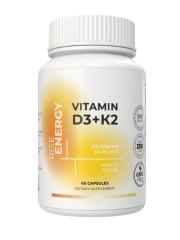 Rise Energy, Витамин D3 + K2 (MK-7), капсулы, 60 шт.