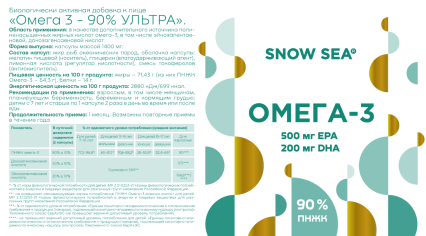 SNOW SEA, Омега-3 90% (для сердца и сосудов), капсулы, 60 шт.