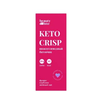 Beauty Diet, Батончик «Keto Crisp» со вкусом фундука, клубники и зеленого чая, 35 г