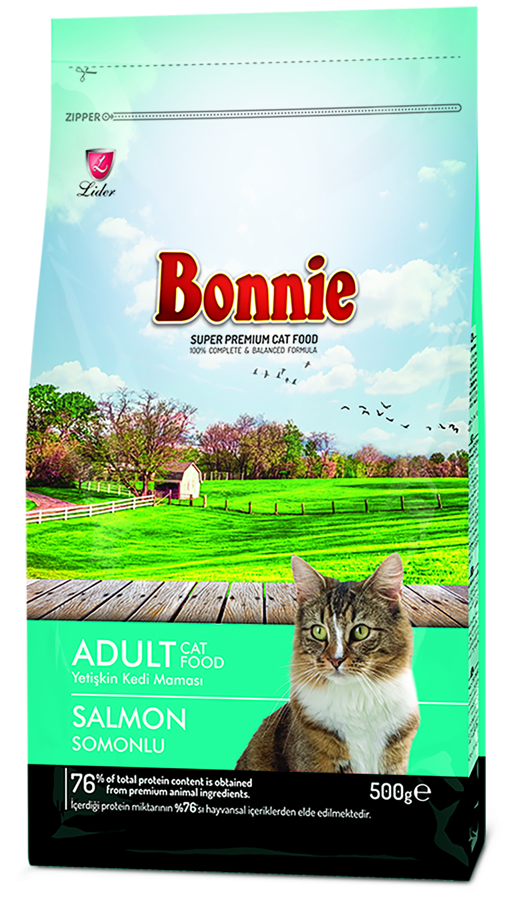 Bonnie, Сухой корм для кошек с лососем, 500 г