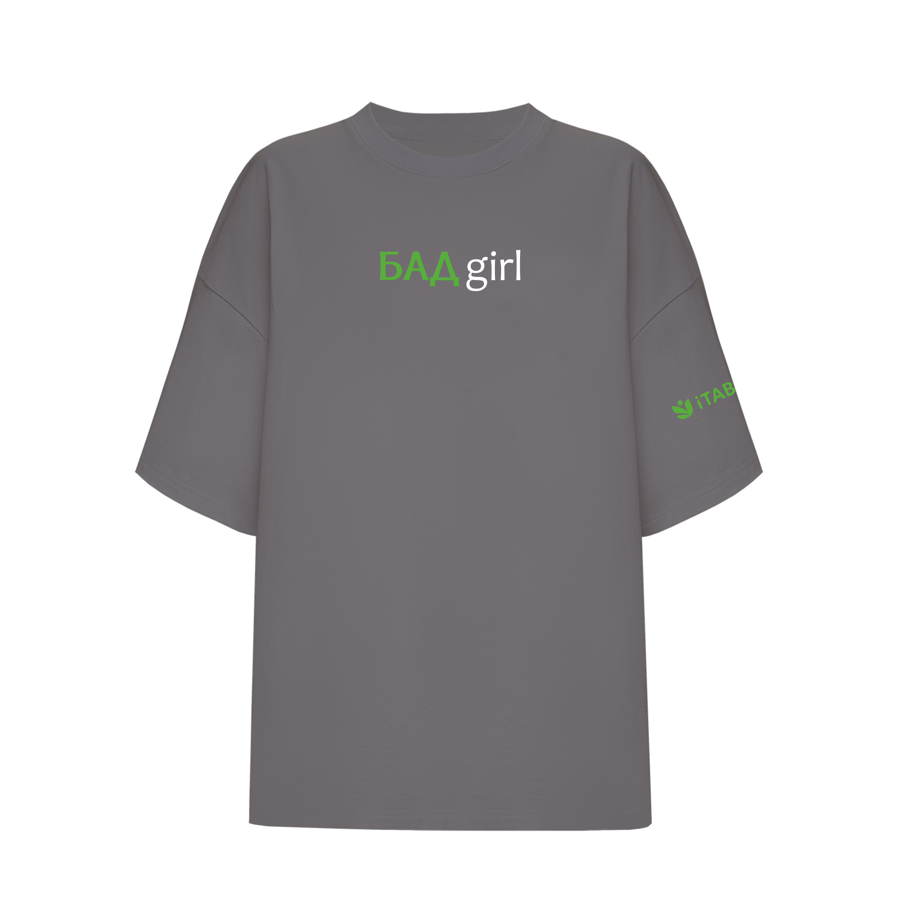 iTAB, Футболка oversize с надписью «БАД girl» (серая)