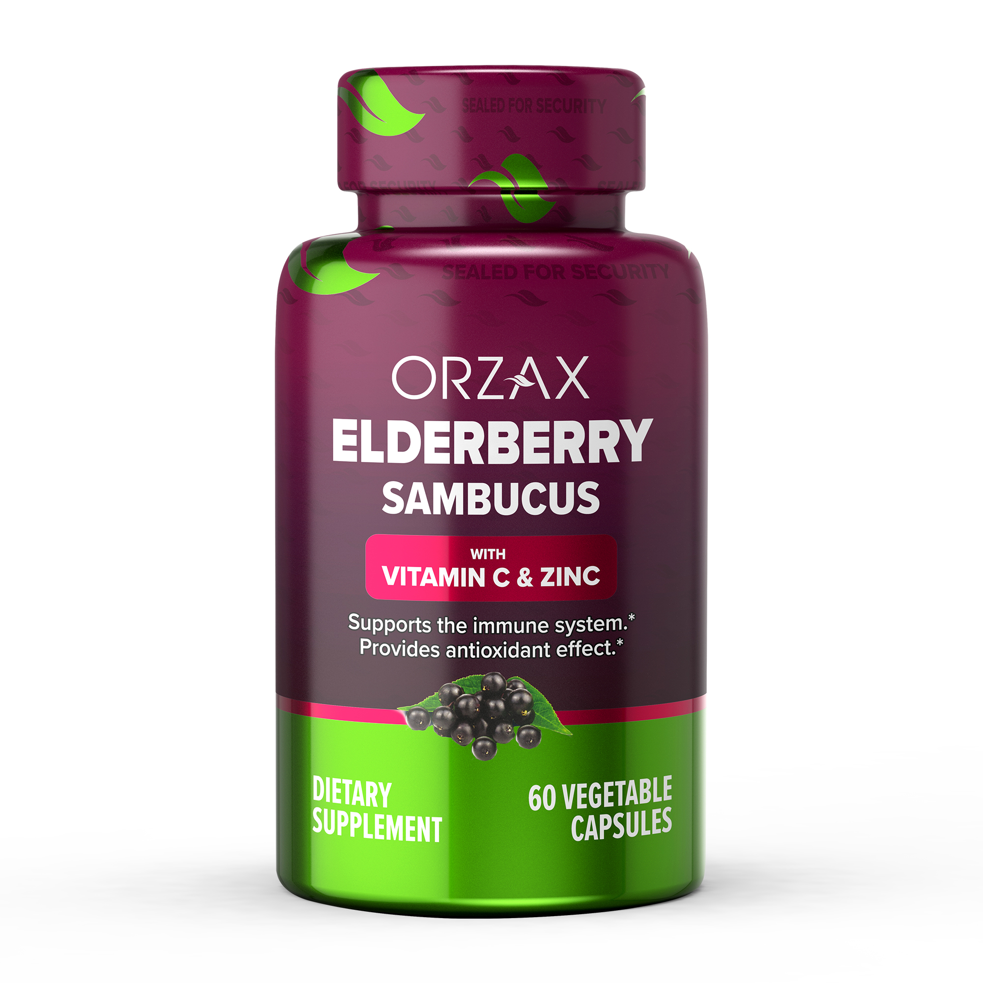 ORZAX, Елдрберри (Черная Бузина) с витамином C и цинком, капсулы, 60 шт.