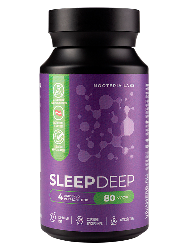 Nooteria Labs, Sleep Deep Магний бисглицинат + комплекс для сна, капсулы, 80 шт.