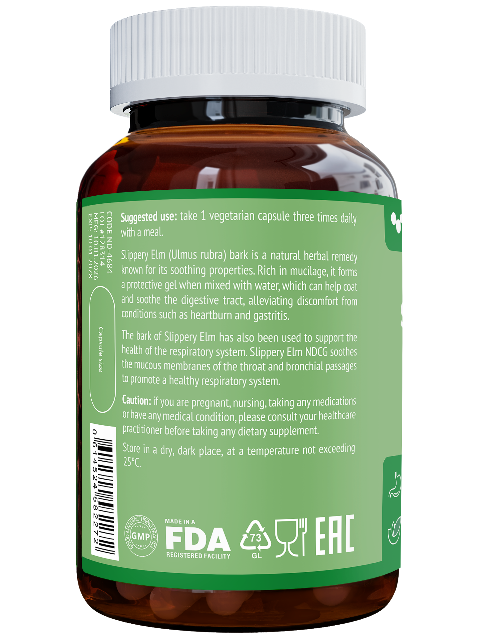 NDCG, Slippery Elm (скользкий вяз), капсулы, 100 шт.