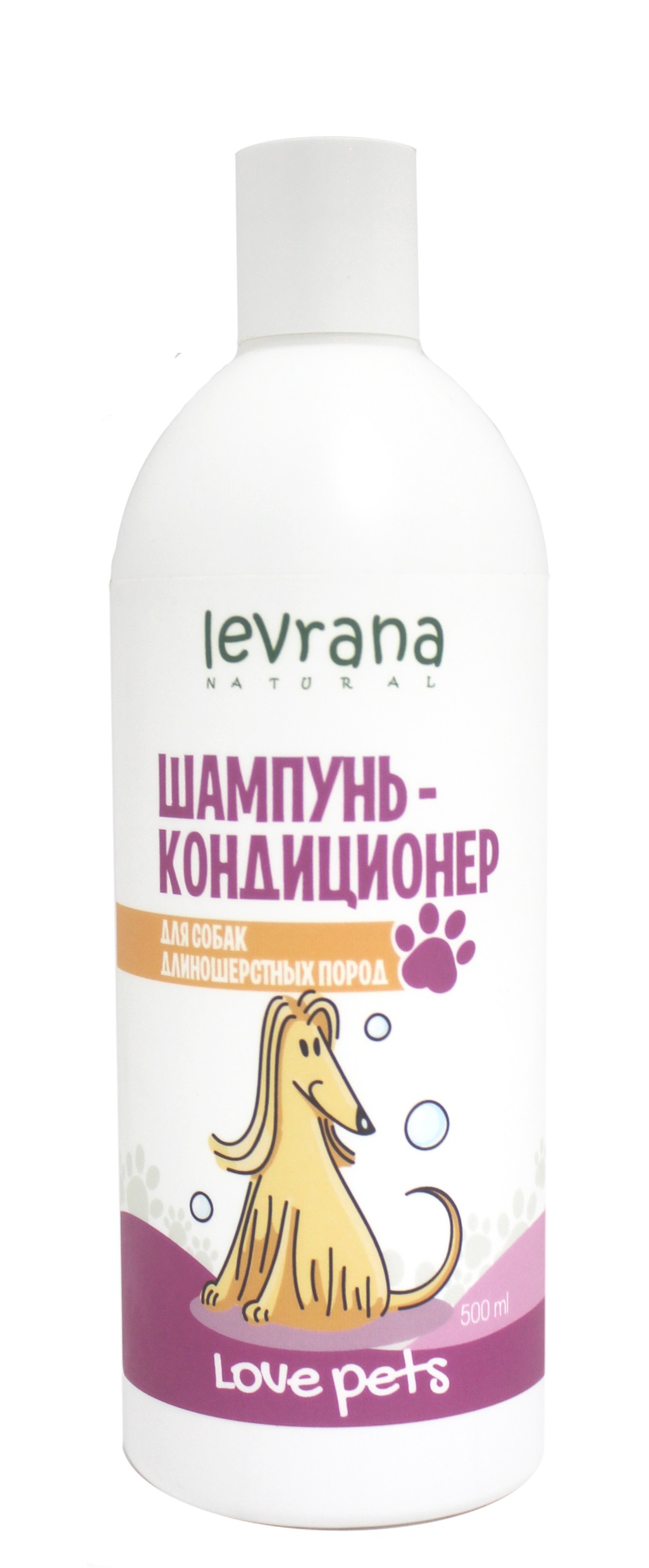 Levrana, Шампунь-кондиционер для собак длинношерстных пород «Love Pets», жидкость, 500 мл