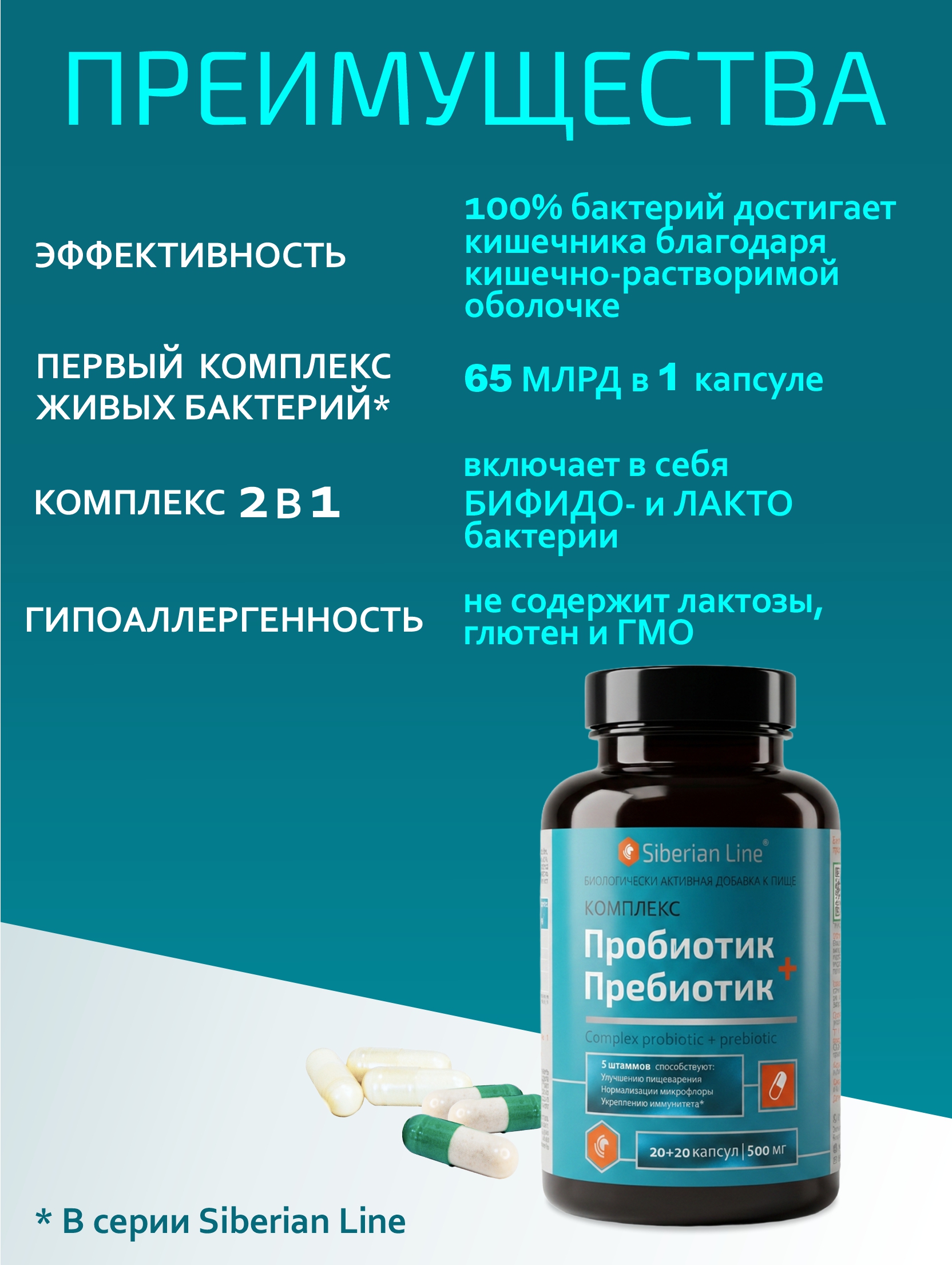 Алтай Простые решения, Комплекс Пробиотик + пребиотик, капсулы, 40 шт.