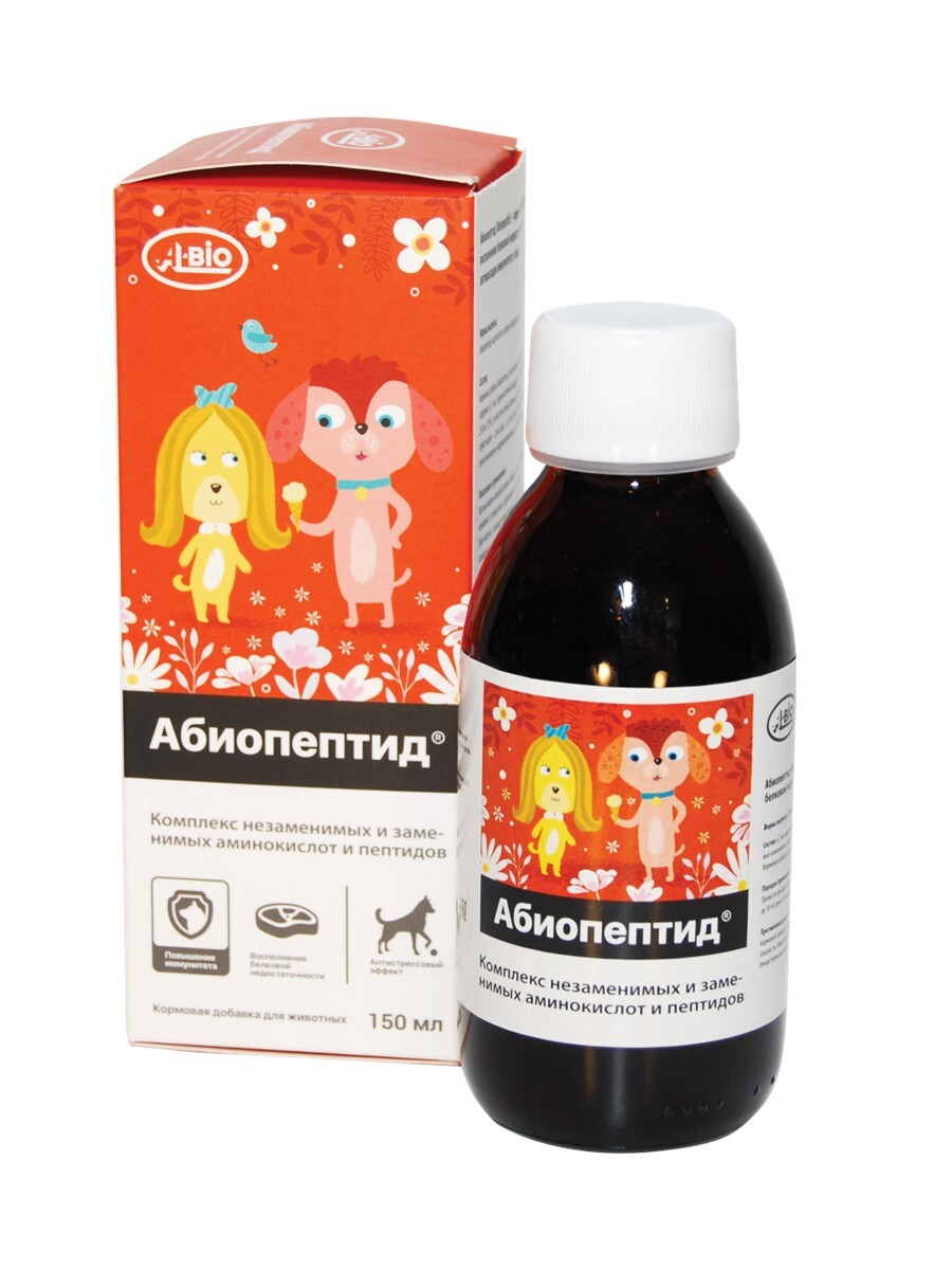 A-BIO, Абиопептид для cобак, жидкость, 150 мл
