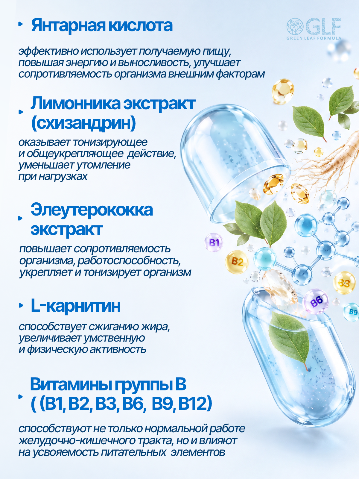 Green Leaf Formula, Метабиотик для кишечника + L-карнитин + ферменты, капсулы, 60 шт.