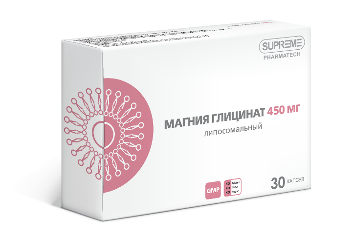 Supreme Pharmatech, Липосомальный магний (глицинат), капсулы, 30 шт.