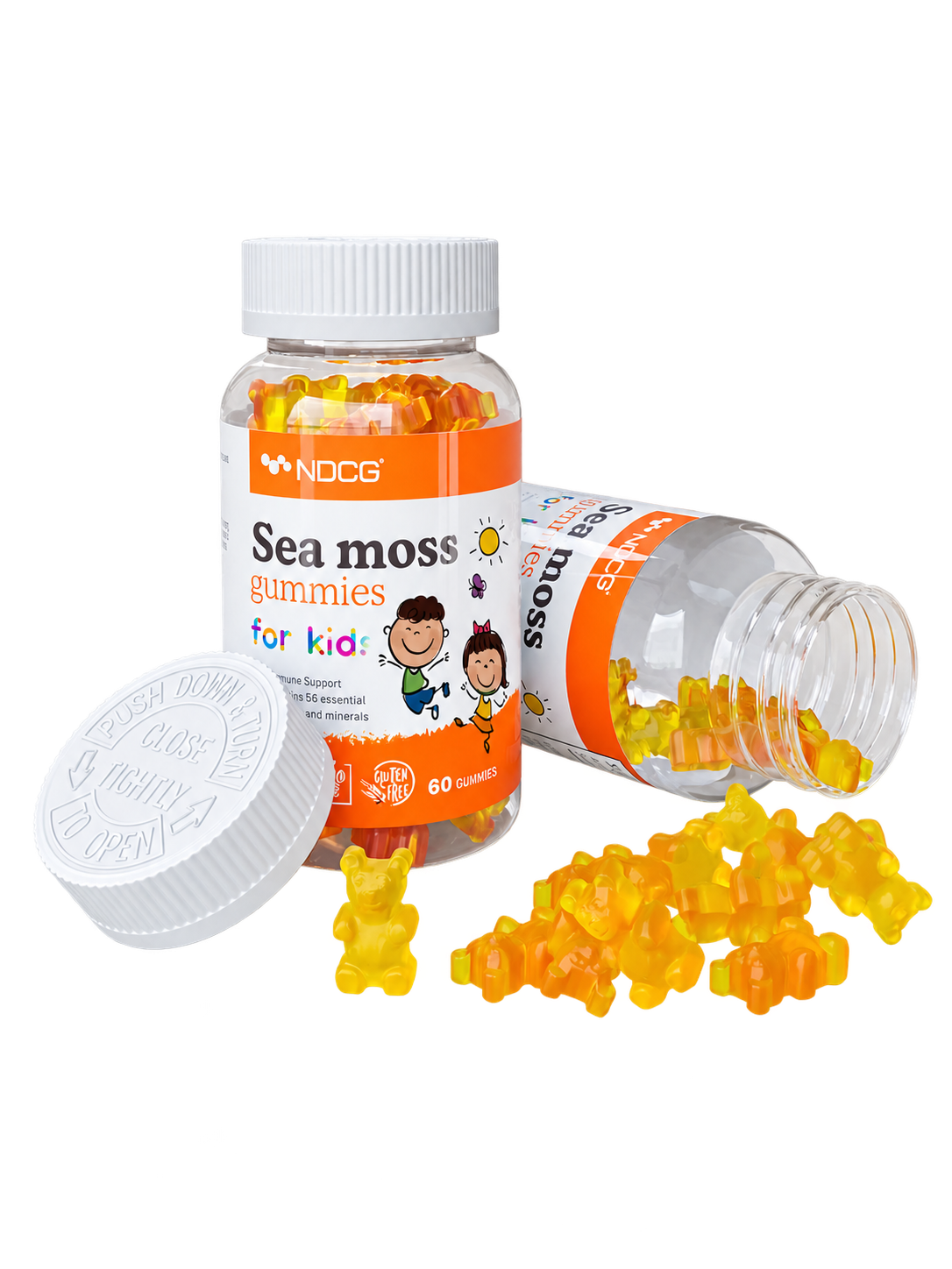 NDCG, Sea Moss for kids (ирландский мох), со вкусом апельсина, жевательные конфеты, 60 шт.