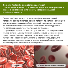 Restartbio, Железо (бисглицинат) + витамин С (аскорбат натрия), капсулы, 120 шт.