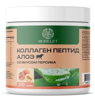 MORELET, Пептидный бычий коллаген с кремнием и экстрактом алоэ, со вкусом персика, порошок, 210 г