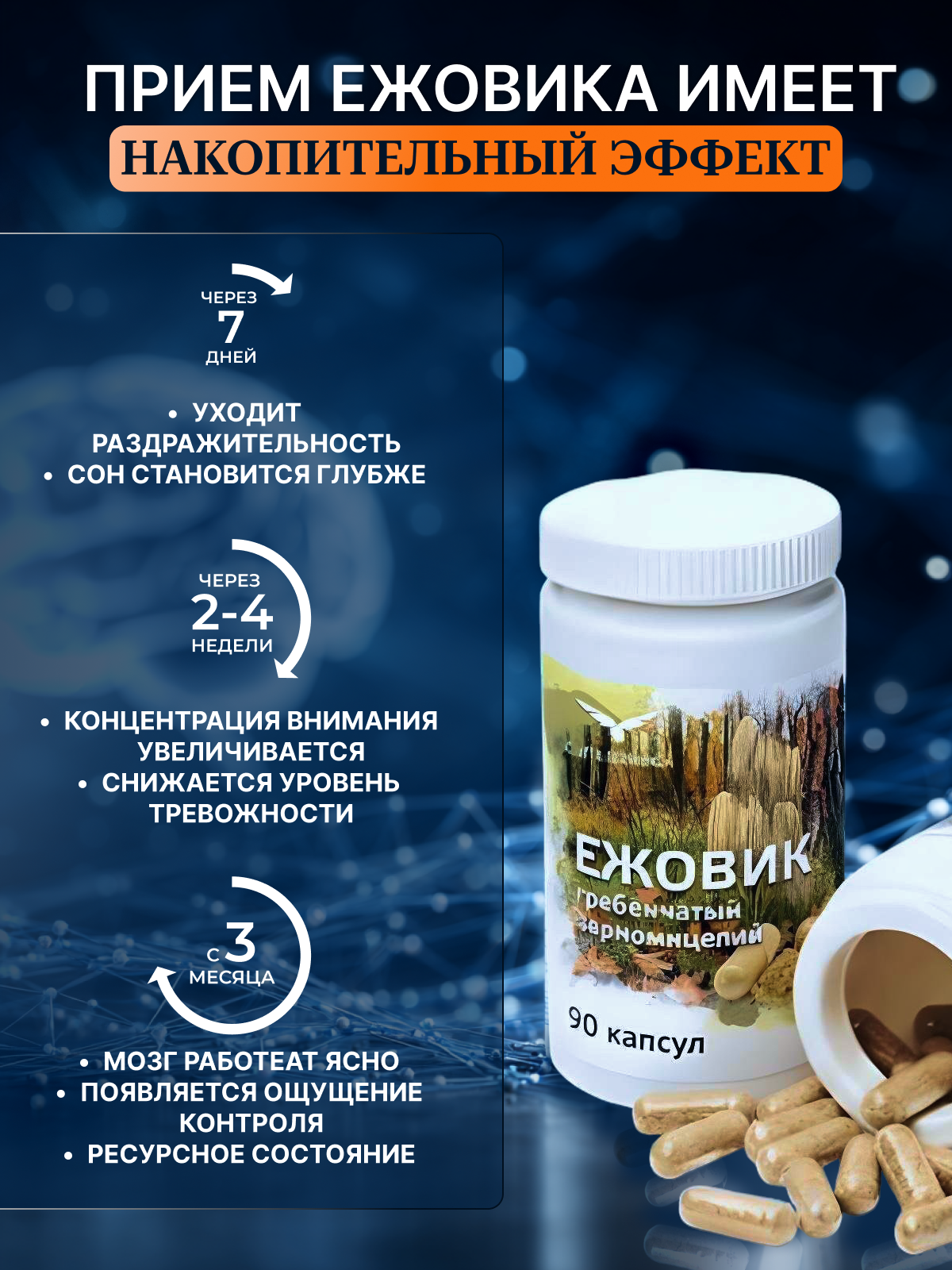 Сила феникса, Ежовик гребенчатый, капсулы, 90 шт.