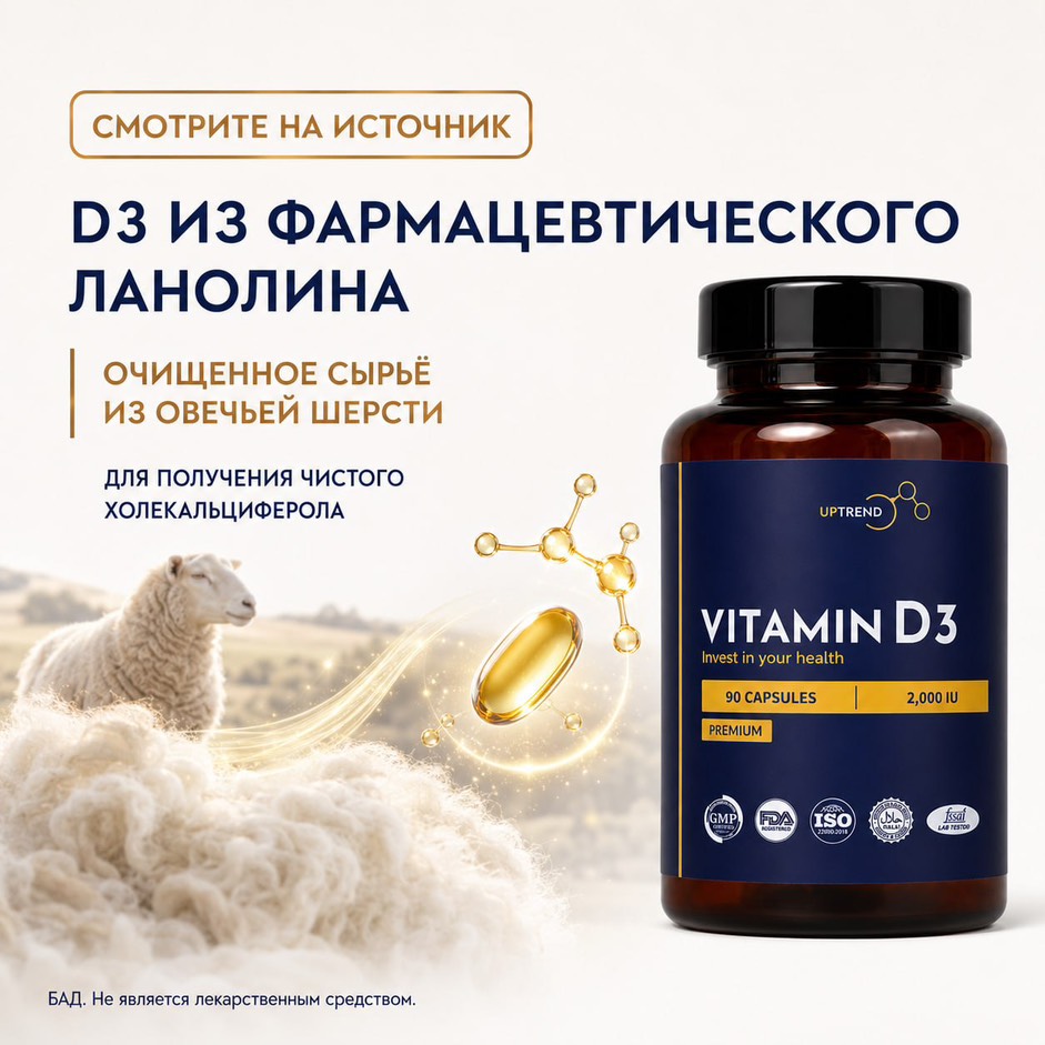 UPTREND, Витамин D3, капсулы, 90 шт.