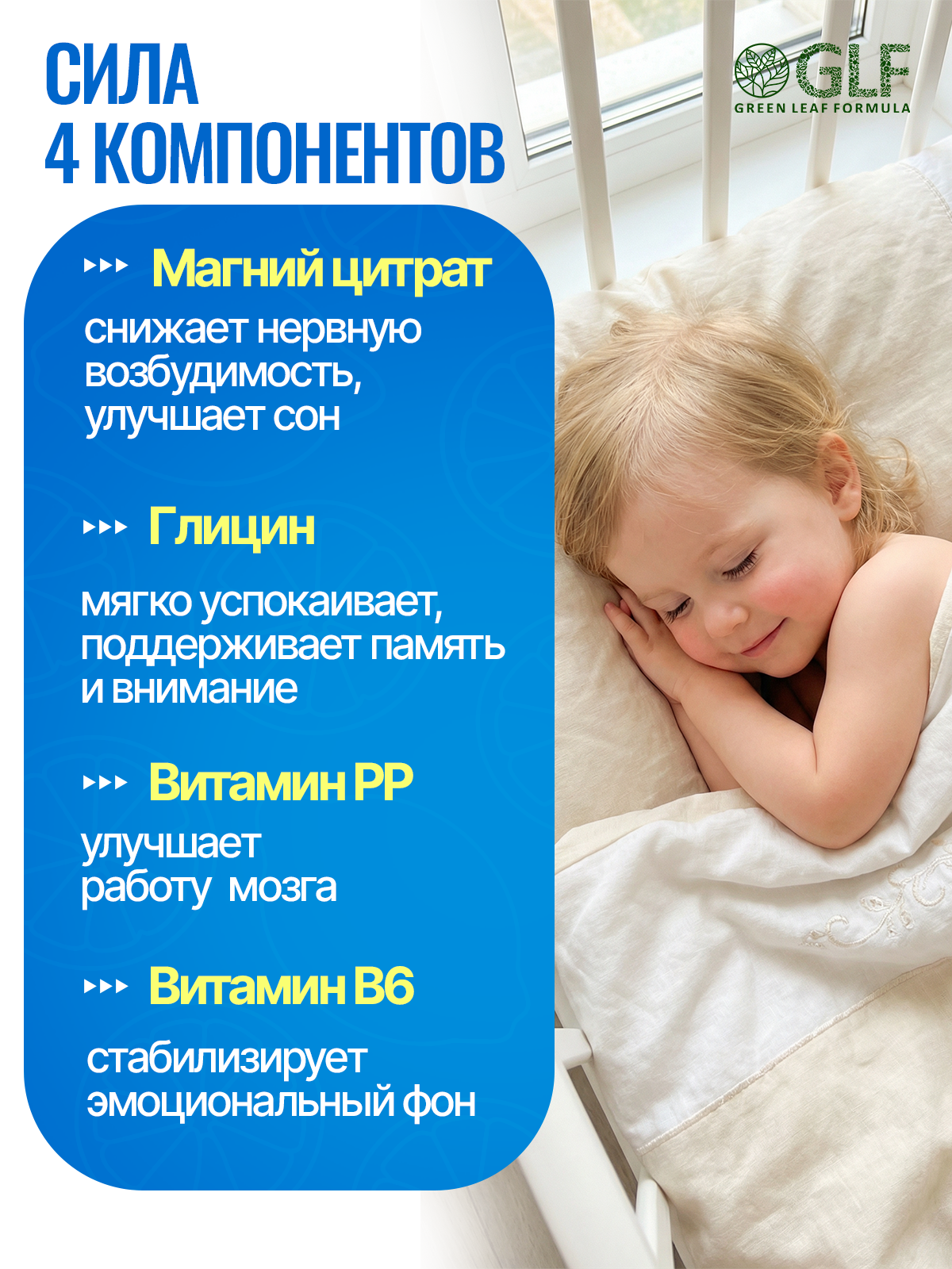 Green Leaf Formula, Магний В6 с глицином (для нервной системы, от стресса), жевательные таблетки, 60 шт.