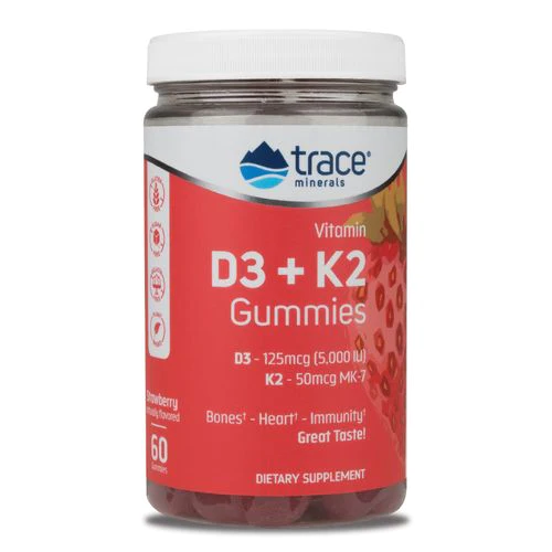 Trace Minerals, Витамины D3+K2, жевательные таблетки, 60 шт.