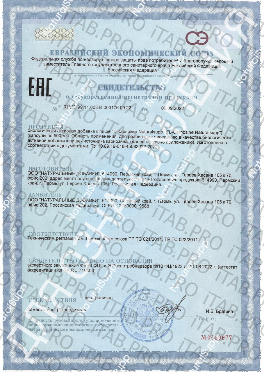 NaturalSupp, Карнозин, капсулы, 60 шт.