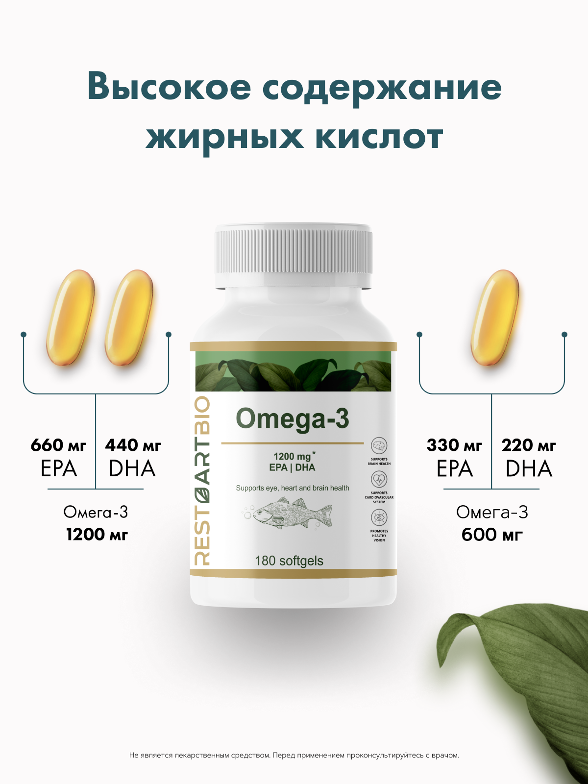 RestartBio, Омега-3, капсулы, 180 шт.