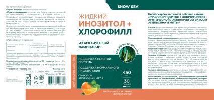 SNOW SEA®, Хлорофилл жидкий с инозитолом, со вкусом апельсина и мяты (для контроля стресса), жидкость, 450 мл