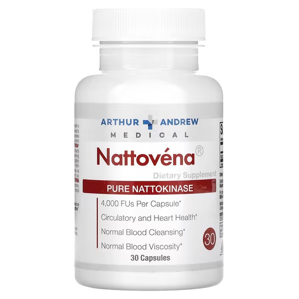 Arthur Andrew Medical, Nattovena (очищенная наттокиназа), капсулы, 30 шт.