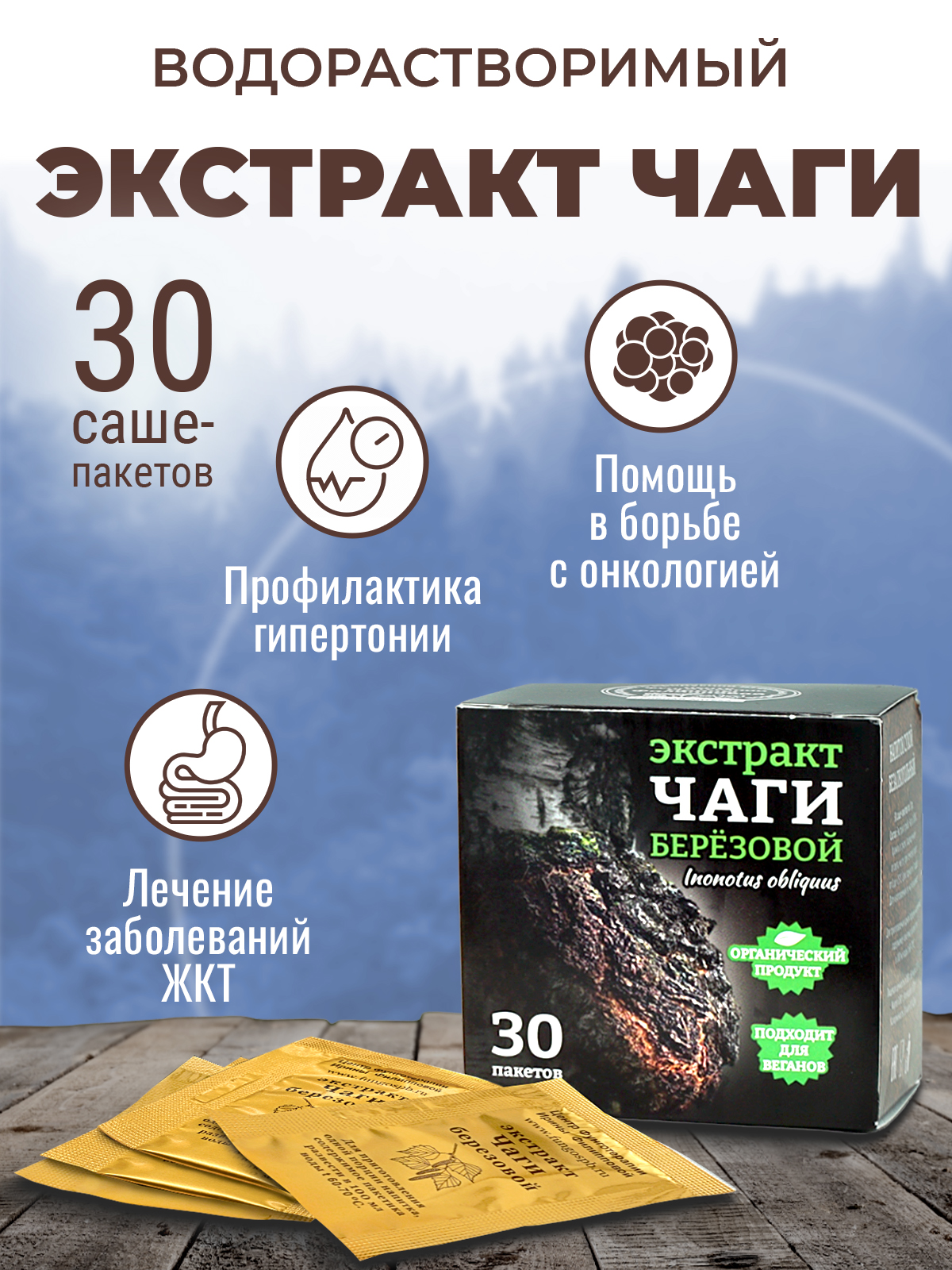 Фунго-Ши, Чайный напиток «Фунго-ши Чага» (для укрепления иммунитета), саше, 30 шт.