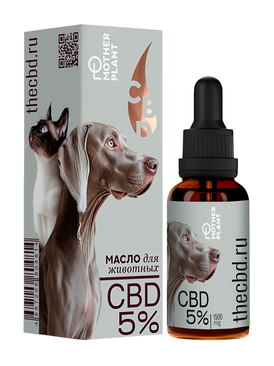 MotherPlant, CBD масло для животных 5% «Изолят» (без привкуса), жидкость, 30 мл