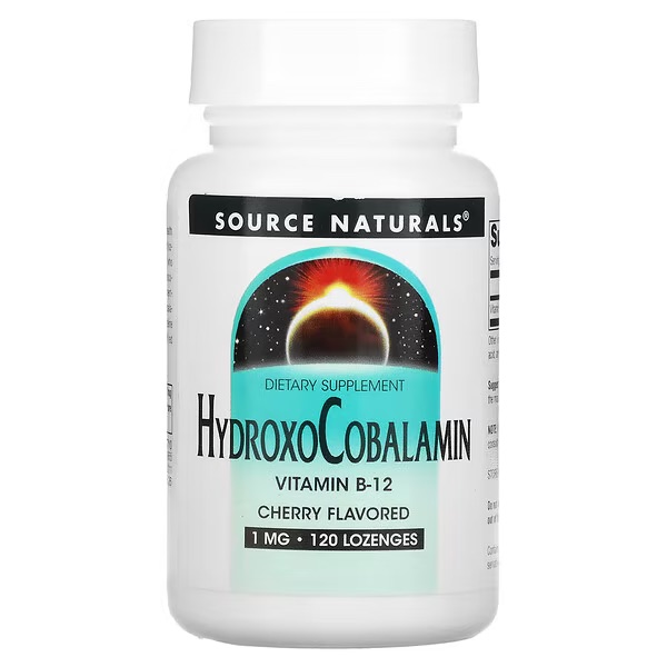 Source Naturals, Витамин B12 (гидроксокобаламин), таблетки для рассасывания, 120 шт.