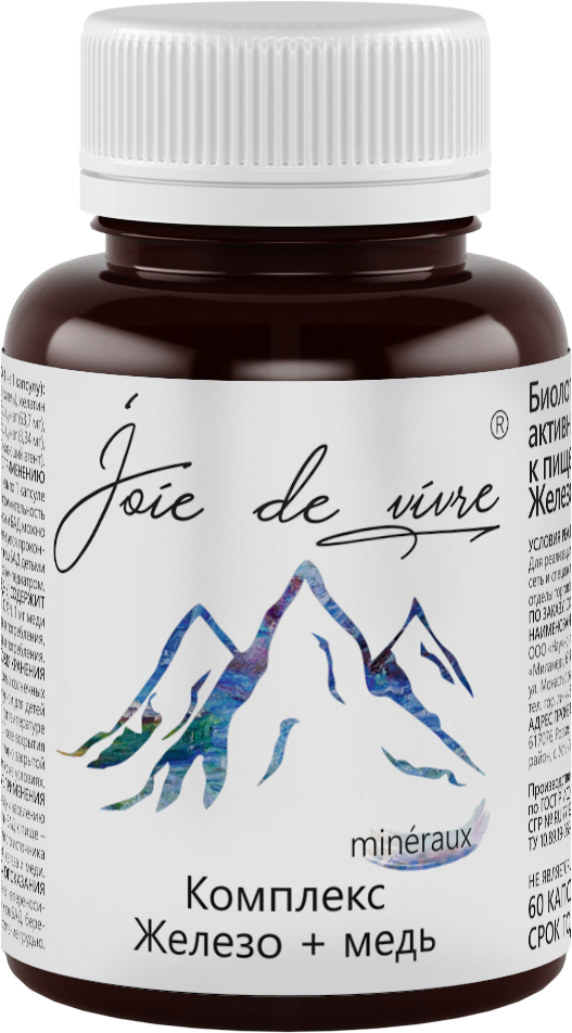 Joie de vivre, Комплекс Железо + медь, капсулы, 60 шт.