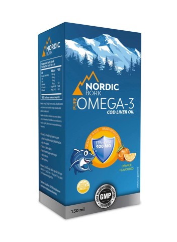 NORDIC BORK, Омега-3 из жира печени трески, жидкость, 150 мл