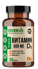 OVERvit, Витамин D3, капсулы, 60 шт.