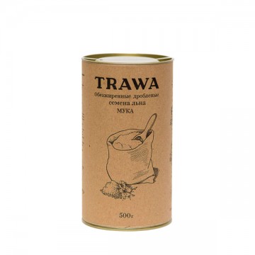 TRAWA, Обезжиренная и дробленая льняная семечка (мука), 500 г.